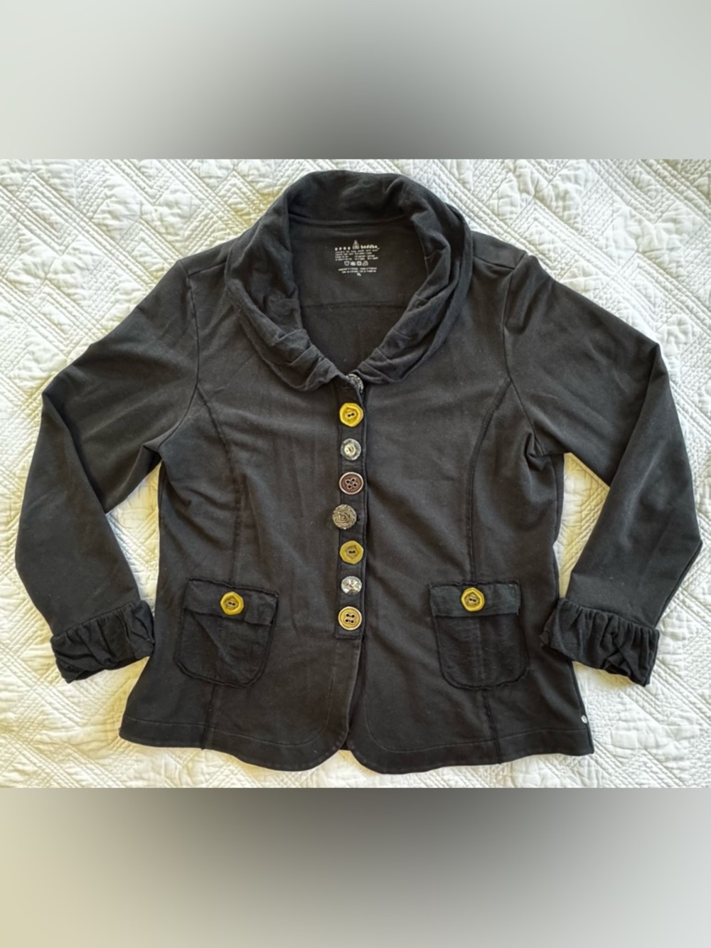 neon buddha Black Blazer with Mixed Accent Buttons Size XL